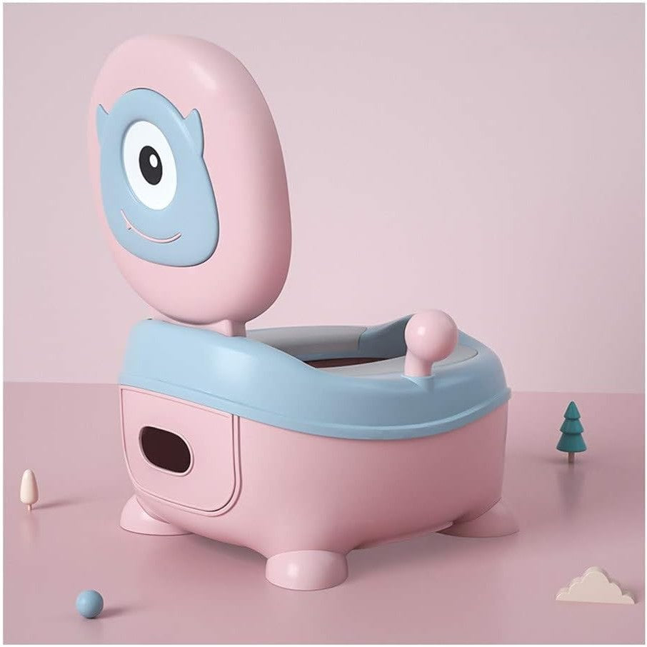 Olita pentru Copii cu Colac Moale din PU, Compartiment Detasabil si Baza Antiderapanta, Design Animat Ciclop, Plastic, +6 Luni, 33 x 21 x 45 cm, Albastru/Roz