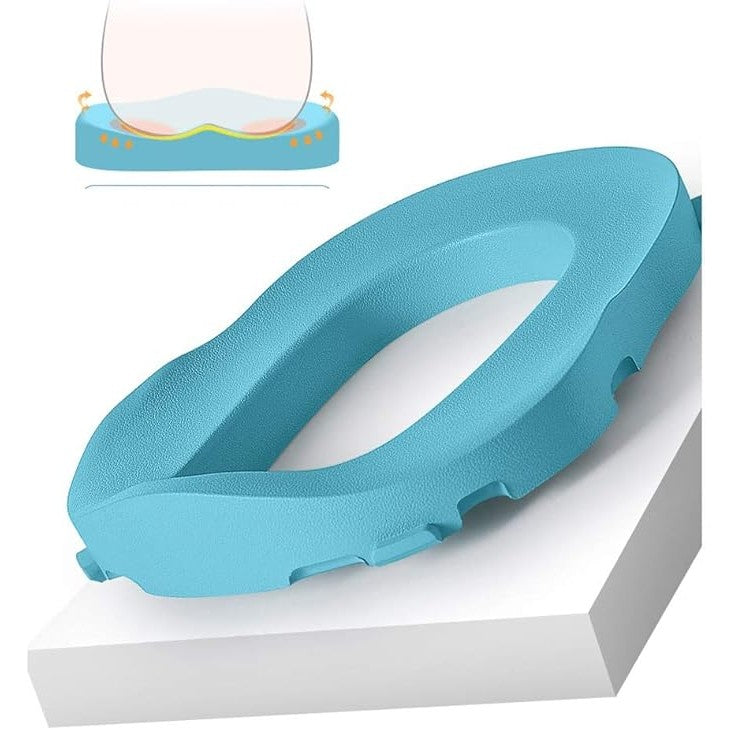 Olita pentru Copii, Model Ratusca cu Colac Moale PU si Spatar Ergonomic, Baza Antiderapanta, Recipient Detasabil, Plastic, +6 Luni, 38x32x30 cm, Albastru