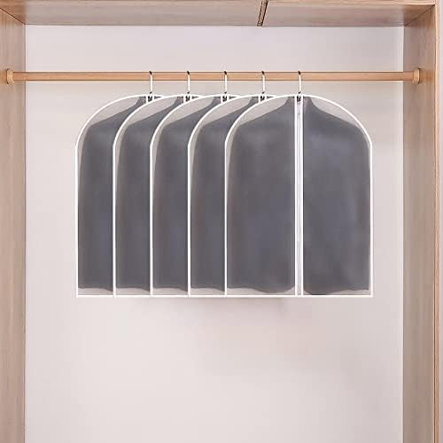 Set 5 Huse de Depozitare Haine cu Fermoar, Protectie Anti-Praf si Umiditate, Organizator Voiaj, Material PEVA Impermeabil, 60x80 cm, Transparent-Alb