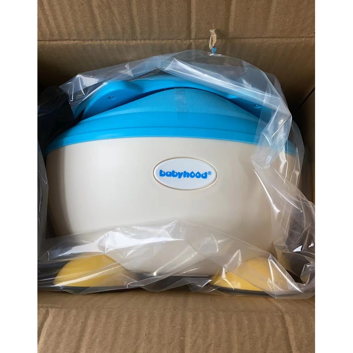 Olita pentru Copii cu Colac Moale din PU, Model Vulpe cu Manere si Capac, Compartiment Detasabil, Baza Antiderapanta, Plastic, +6 Luni, 34.5 x 35 x 23 cm, Albastru/Alb