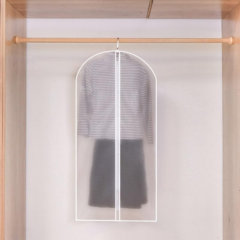 Set 5 Huse de Depozitare pentru Haine, Protectie Anti-Praf si Umiditate, Inchidere cu Fermoar, Material PEVA Impermeabil, 60x120 cm, Transparent-Alb