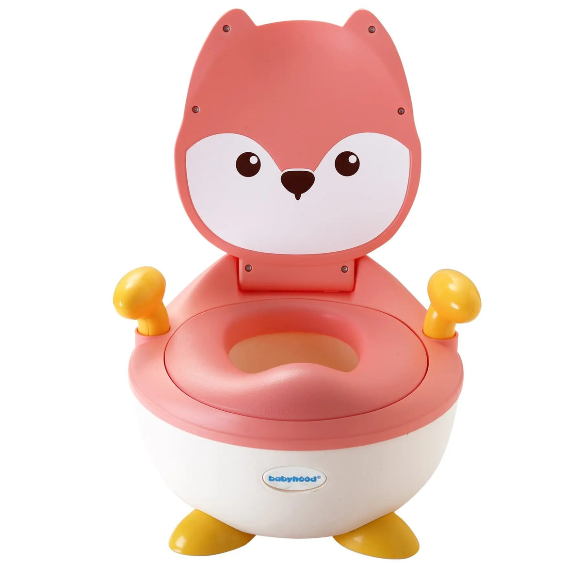 Olita pentru Copii, Model Animat Vulpe cu Colac Moale PU, Compartiment Detasabil si Manere, Baza Antiderapanta, Plastic Non-Toxic, 34.5 x 35 x 23 cm, Roz/Alb