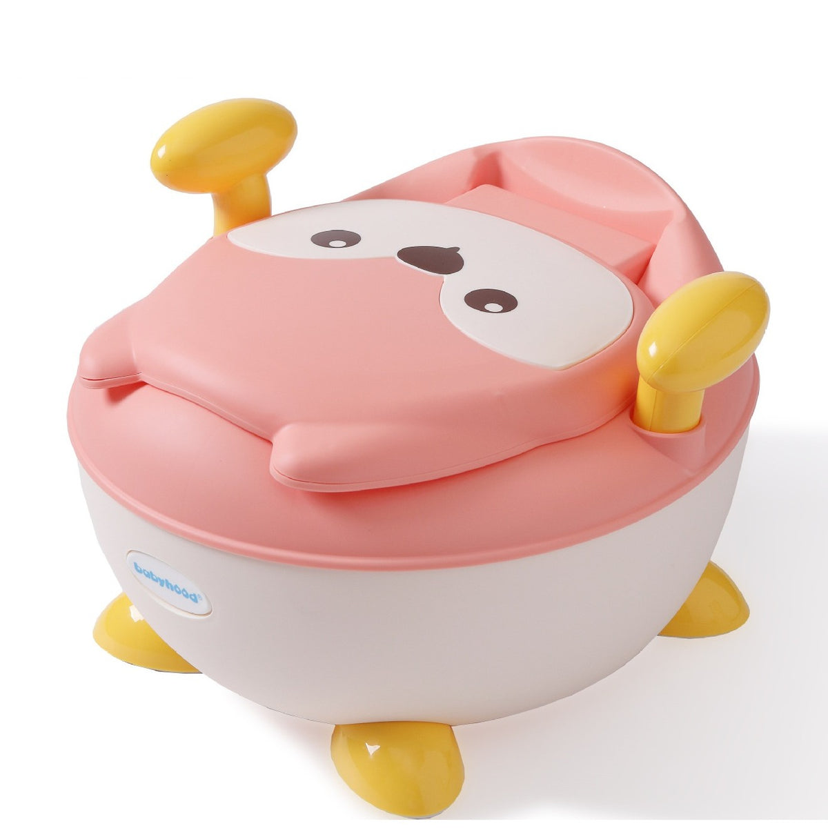 Olita pentru Copii, Model Animat Vulpe cu Colac Moale PU, Compartiment Detasabil si Manere, Baza Antiderapanta, Plastic Non-Toxic, 34.5 x 35 x 23 cm, Roz/Alb