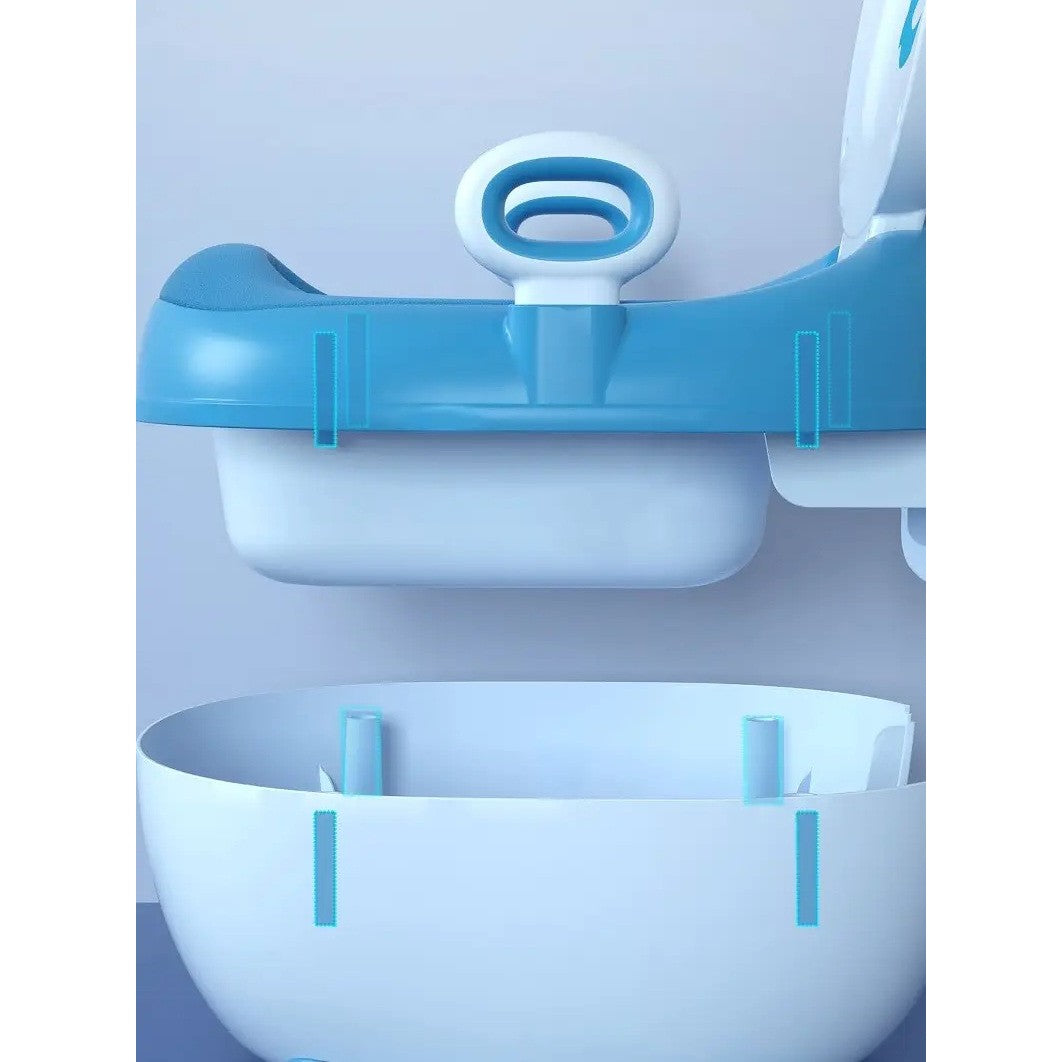 Olita pentru Copii, Portabila cu Design Ancora si Colac Moale PU, Capac si Recipient Detasabil, Material Non-Toxic, 46x33x32 cm, Albastru