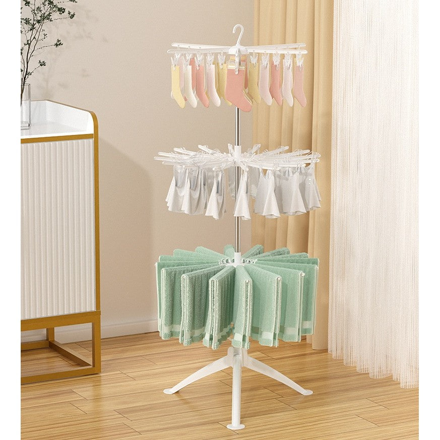 Uscator De Rufe Vertical, 3 Niveluri De Uscare, Pliabil Cu Rotire 360 Grade, Otel Inoxidabil Si ABS, 178.7 x 75 cm, Alb