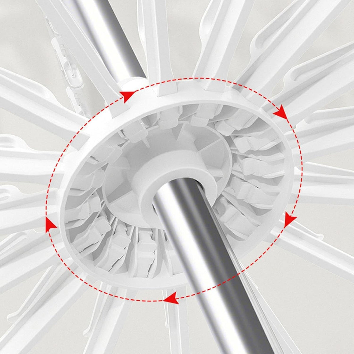 Uscator de Rufe Vertical, Pliabil cu 2 Niveluri si Rotire 360 Grade, Suport Haine Bebelusi si Sosete, Inox si ABS, 130 x 75 cm, Alb
