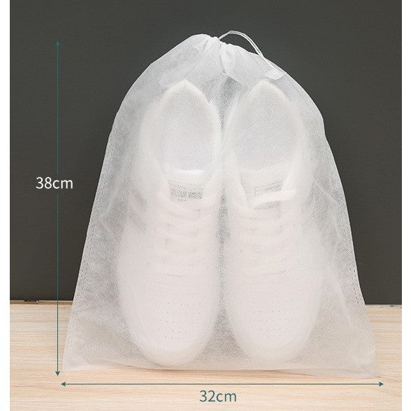 Set 50 Saci Depozitare Incaltaminte si Organizatori Voiaj, Protectie Anti-Ingalbenire si Anti-Praf, Material Netesut cu Snur, Alb Transparent, 38x32 cm