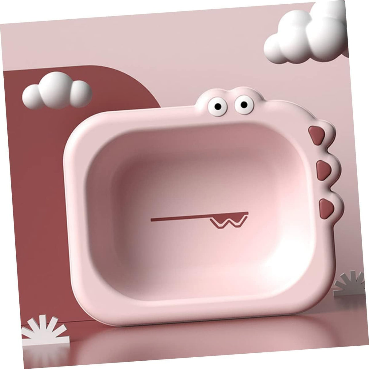 Lavoar Pliabil pentru Copii, Cadita Portabila de Calatorie, Design Crocodil, Material Ecologic PP si TPE, 30x24.5x9 cm, Roz