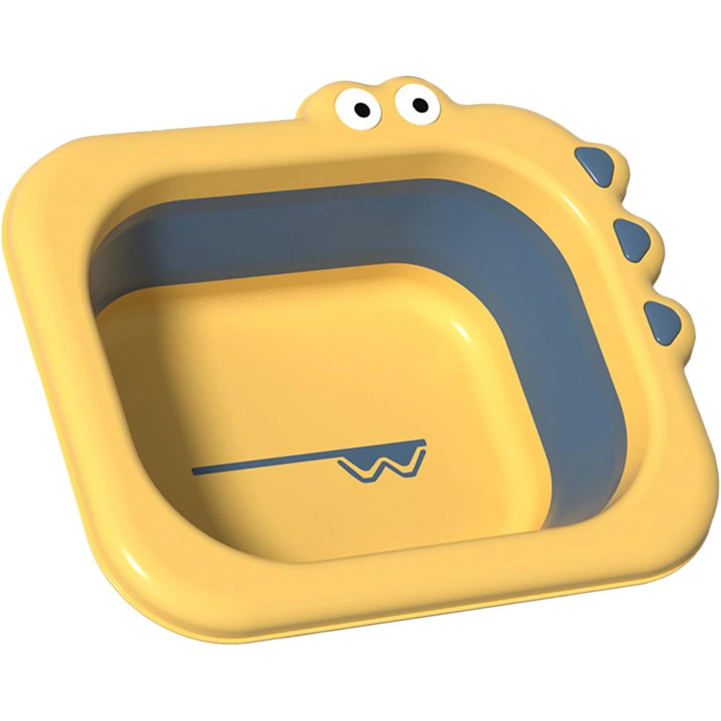 Lavoar Pliabil pentru Copii, Cadita Portabila Universala, Design Crocodil, Material Ecologic PP si TPE, 30x24.5x9 cm, Galben/Albastru