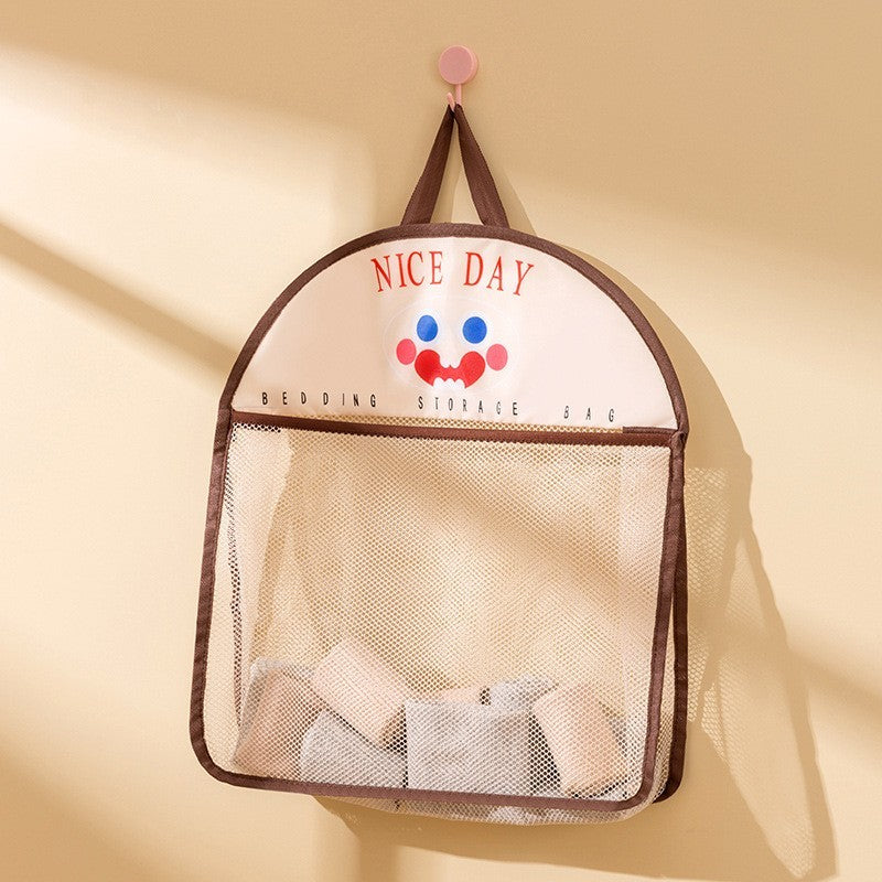 Geanta de Depozitare Suspendata, Organizator Tip Saculet pentru Usa sau Perete, Material Plasa Respirabila si Panza Oxford, 40 x 10 x 44 cm, Maro