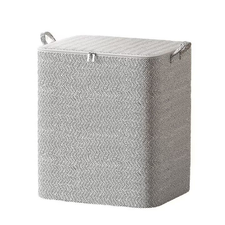 Cutie de Depozitare Haine si Lenjerie, Organizator Pliabil cu Fermoar Rezistent si Manere Ranforsate, Material Textil, 210 Litri, 61x50x71 cm, Gri