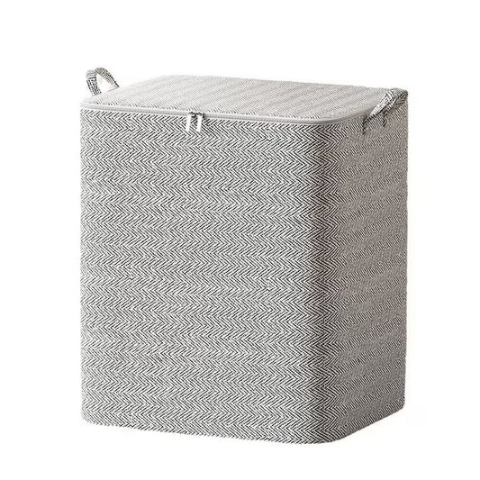 Cutie de Depozitare Haine si Lenjerie, Organizator Pliabil cu Fermoar Rezistent si Manere Ranforsate, Material Textil, 210 Litri, 61x50x71 cm, Gri