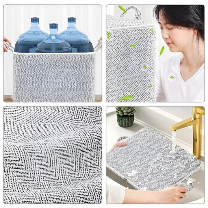 Cutie de Depozitare Haine si Lenjerie, Organizator Pliabil cu Fermoar Rezistent si Manere Ranforsate, Material Textil, 210 Litri, 61x50x71 cm, Gri