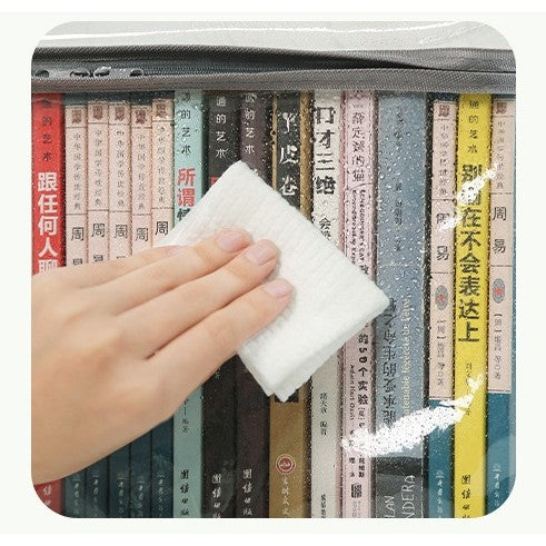Cutie Depozitare si Geanta pentru Carti, Organizator Multifunctional Impermeabil cu Manere, PVC Transparent si Textil, 23x17x28 cm, Transparent-Negru
