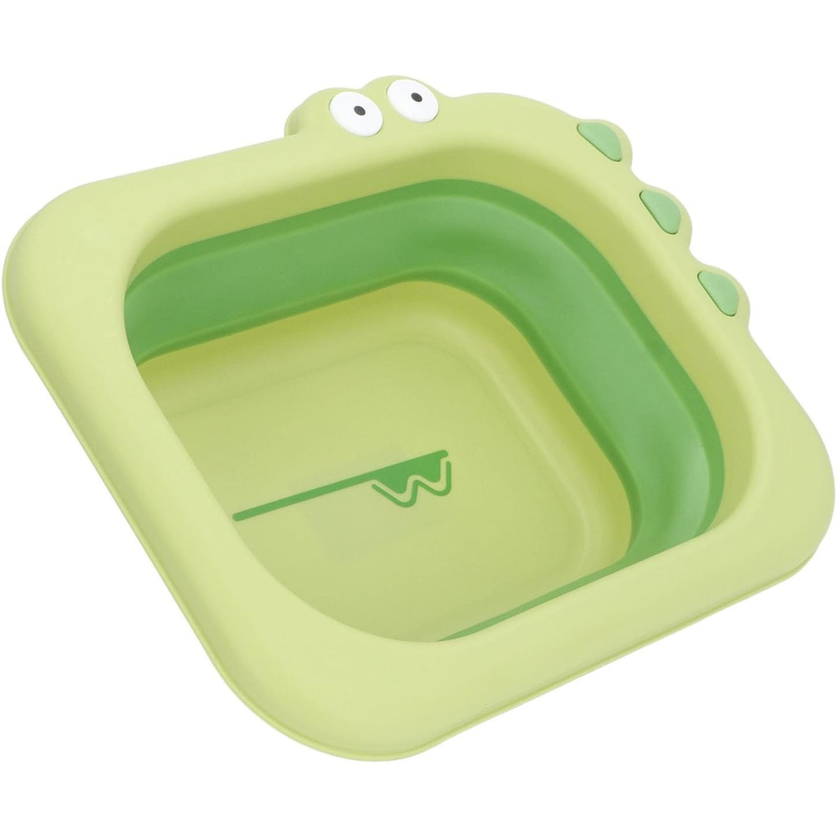 Lavoar Pliabil pentru Copii, Cadita Portabila pentru Igiena si Calatorii, Design Animale Crocodil, Material Plastic PP si TPE, 30x24.5x9 cm, Verde