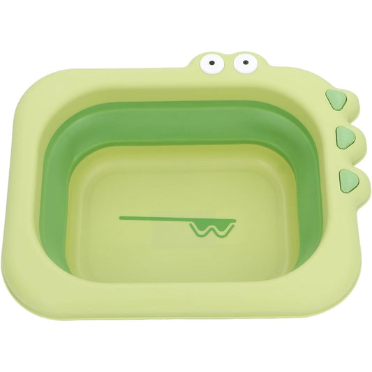Lavoar Pliabil pentru Copii, Cadita Portabila pentru Igiena si Calatorii, Design Animale Crocodil, Material Plastic PP si TPE, 30x24.5x9 cm, Verde