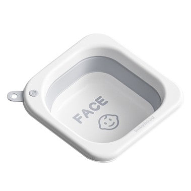 Lavoar Pliabil pentru Copii 1-8 Ani, Lighean Portabil pentru Igiena, Model Fata cu Agatatoare, Material PE si PP Fara BPA, Capacitate 3.5l, 28.5x28.5x10 cm, Gri