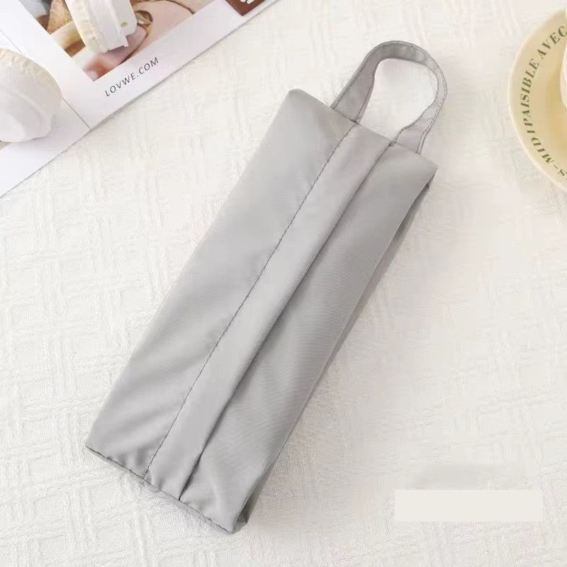 Geanta de Depozitare pentru Haine Mici si Lenjerie, Organizator Travel pentru Sosete si Cosmetice, Poliester Impermeabil cu Maner, 10.5x28 cm, Gri