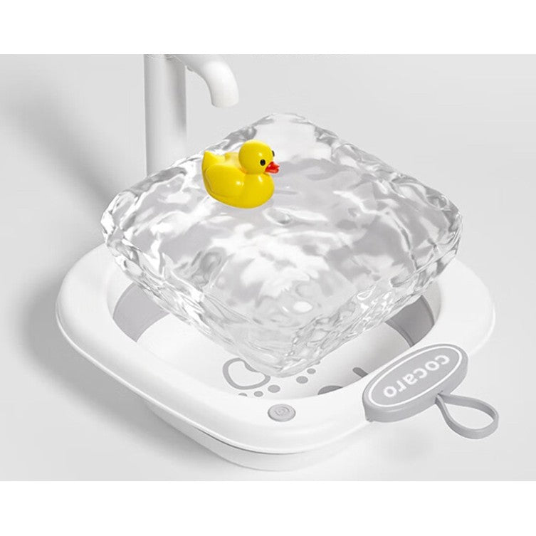 Lavoar Pliabil pentru Copii 1-8 Ani, Lighean Portabil cu Model Picioare, Design Compact pentru Calatorii, Plastic PE si PP, 3.5 L, 28.5x28.5x10 cm, Gri