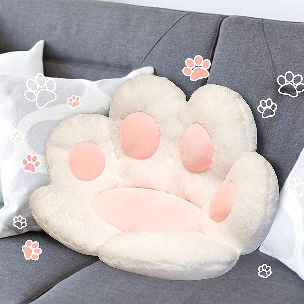 Perna Decorativa Model Laba de Pisica, Perna Ergonomica pentru Scaun sau Podea, Material Plus Moale si Bumbac PP, 80 x 70 cm, Alb
