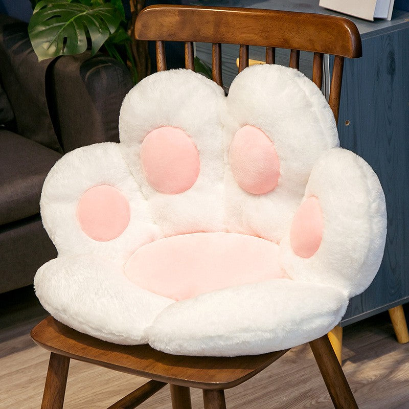 Perna Decorativa Model Laba de Pisica, Perna Ergonomica pentru Scaun sau Podea, Material Plus Moale si Bumbac PP, 80 x 70 cm, Alb
