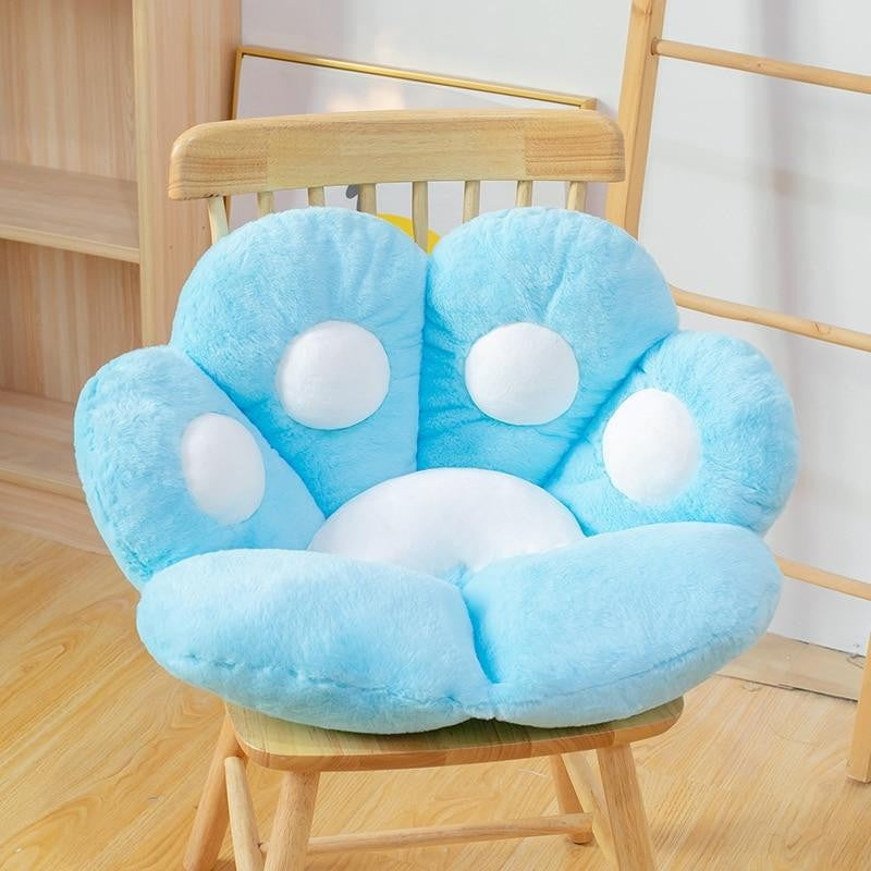 Perna Decorativa Laba de Pisica, Sezut Moale pentru Scaun si Podea, Design Ergonomic cu Doua Fete, Plus si Bumbac PP, 80 x 70 cm, Albastru Deschis