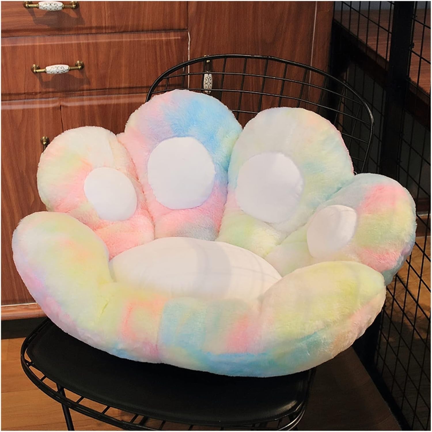 Perna Decorativa Labuta de Pisica, Sezut Ergonomic pentru Scaun sau Podea, Material Plus Moale si Umplutura Bumbac PP, 80 x 70 cm, Multicolor