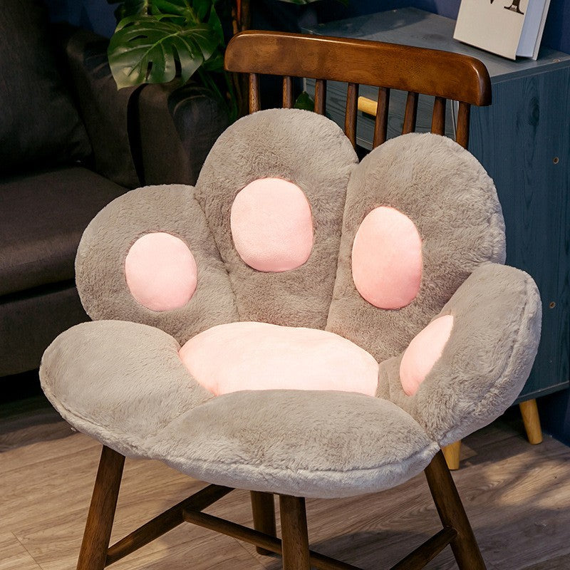Perna Decorativa Model Laba de Pisica, Perna Sezut Ergonomica pentru Scaun sau Podea, Material Plus Moale si Umplutura Bumbac PP, 80 x 70 x 10 cm, Gri