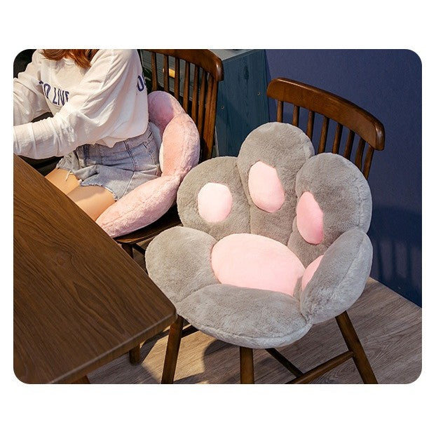 Perna Decorativa Model Laba de Pisica, Perna Sezut Ergonomica pentru Scaun sau Podea, Material Plus Moale si Umplutura Bumbac PP, 80 x 70 x 10 cm, Gri