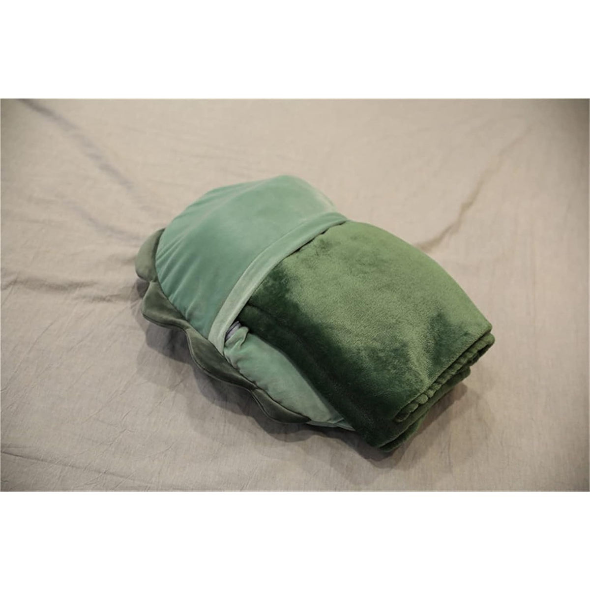 Pătură 2in1 cu Pernă Jucărie Dinozaur, Spațiu de Depozitare cu Fermoar, Microfibră Flanel și Pluș Moale, 1 x 1.7 m, Verde