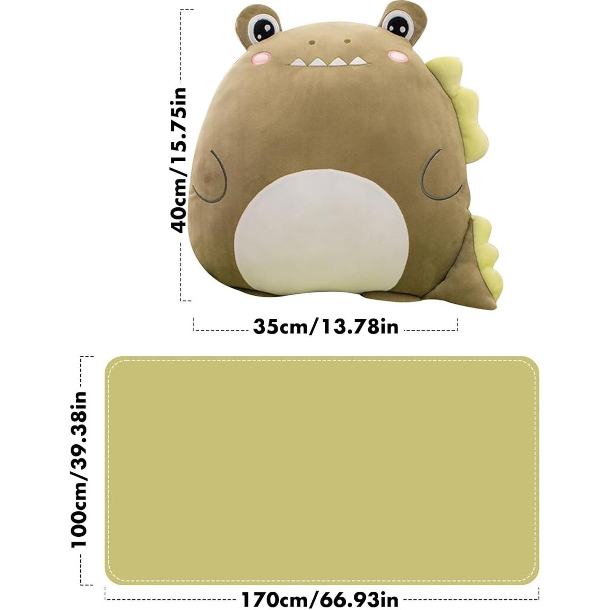 Pătură 2in1 cu Jucărie de Pluș Crocodil, Pernă Decorativă pentru Copii cu Compartiment Depozitare, Microfibră Flanel, 1x1.7 m, Verde