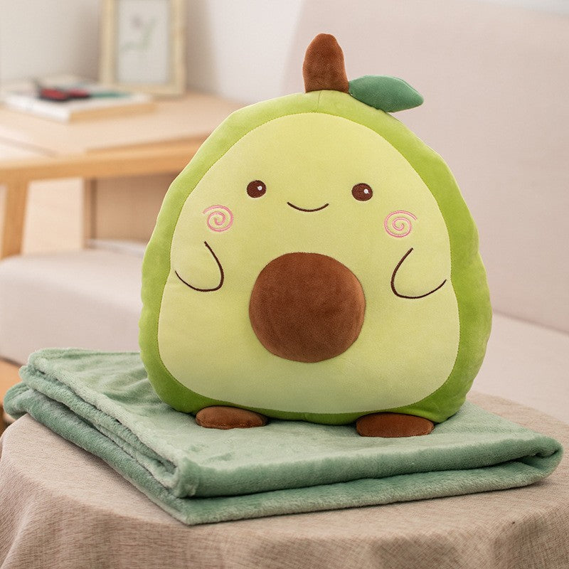 Pătură 2în1 cu Pernă Jucărie Model Avocado, Set Multifuncțional cu Depozitare, Microfibră Flanel și Pluș Moale, 1x1.7 m, Verde