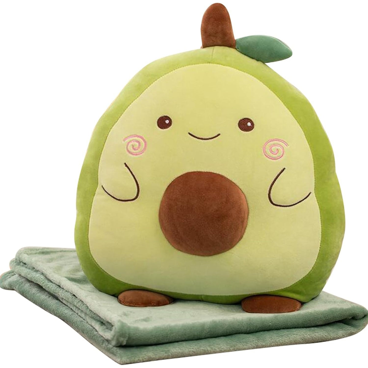 Pătură 2în1 cu Pernă Jucărie Model Avocado, Set Multifuncțional cu Depozitare, Microfibră Flanel și Pluș Moale, 1x1.7 m, Verde