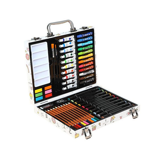 Set Desen si Pictura pentru Copii, Model Unicorni cu Markere Lavabile si Acuarele, Tip Servieta Organizatoare, 53 Piese, 30 x 24 x 5.4 cm, Multicolor