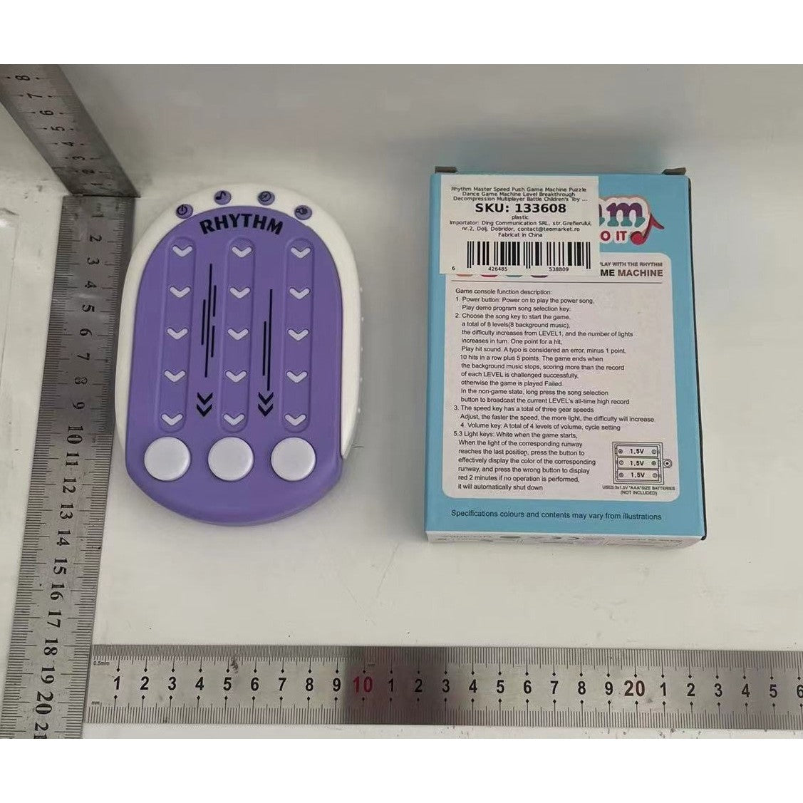 Jucarie Interactiva Tip Jocuri Ritmice, Consola Muzicala cu Lumini si 8 Niveluri de Joc, Plastic ABS Rezistent, 3 Viteze, Mov, +3 Ani