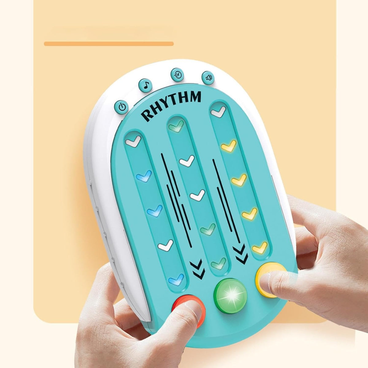 Jucarie Interactiva Tip Joc de Ritm si Memorie, Consola Educativa cu Lumini si Muzica, 8 Niveluri de Dificultate, Plastic ABS, 3 Viteze, Albastru