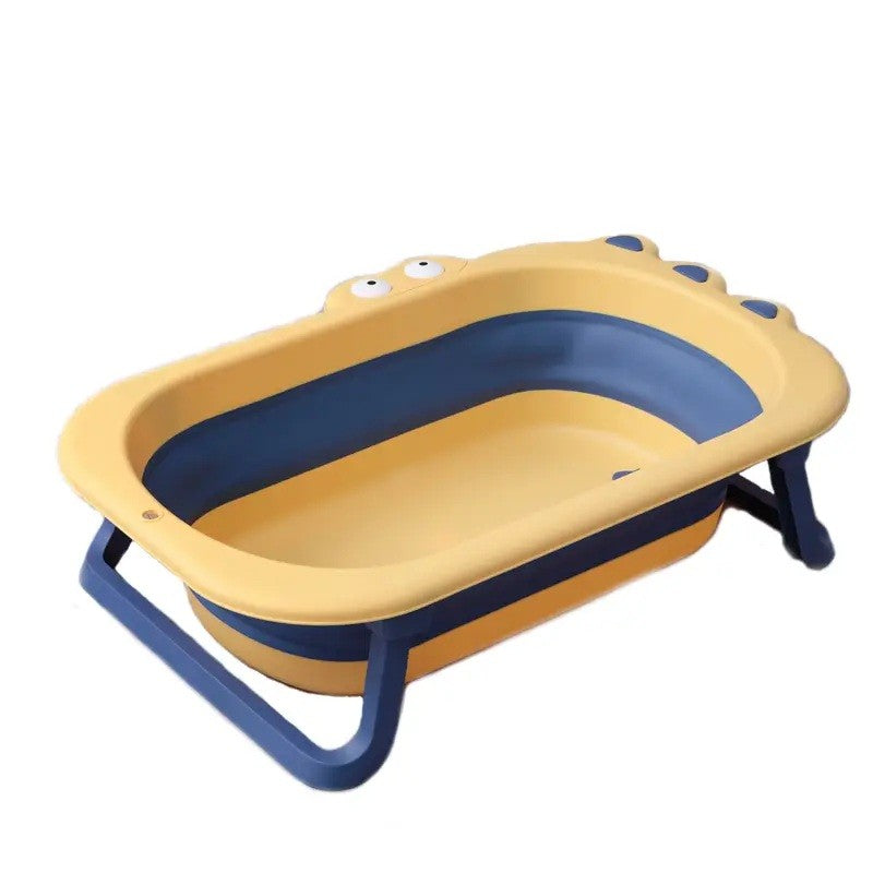 Cada Pliabila pentru Baie Copii si Bebelusi, Design Crocodil cu Dop de Scurgere, Material PP si TPR, Antiderapanta, Varsta 0-6 Ani, 80x54x21 cm, Galben/Albastru