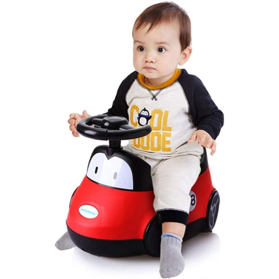 Olita pentru Copii in Forma de Masinuta, Design Ergonomic cu Spatar si Capac, Compartiment Detasabil, Material PP Non-Toxic, 40 cm, Rosu