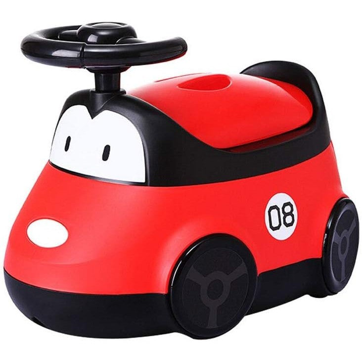 Olita pentru Copii in Forma de Masinuta, Design Ergonomic cu Spatar si Capac, Compartiment Detasabil, Material PP Non-Toxic, 40 cm, Rosu