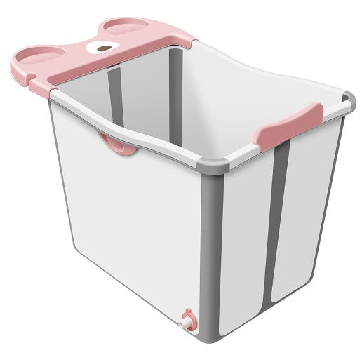 Cada Pliabila pentru Baie Bebelusi, Model Ursulet cu Scaun Detasabil si Baza Antiderapanta, Material PP si TPE, 82 x 50 x 54 cm, Roz