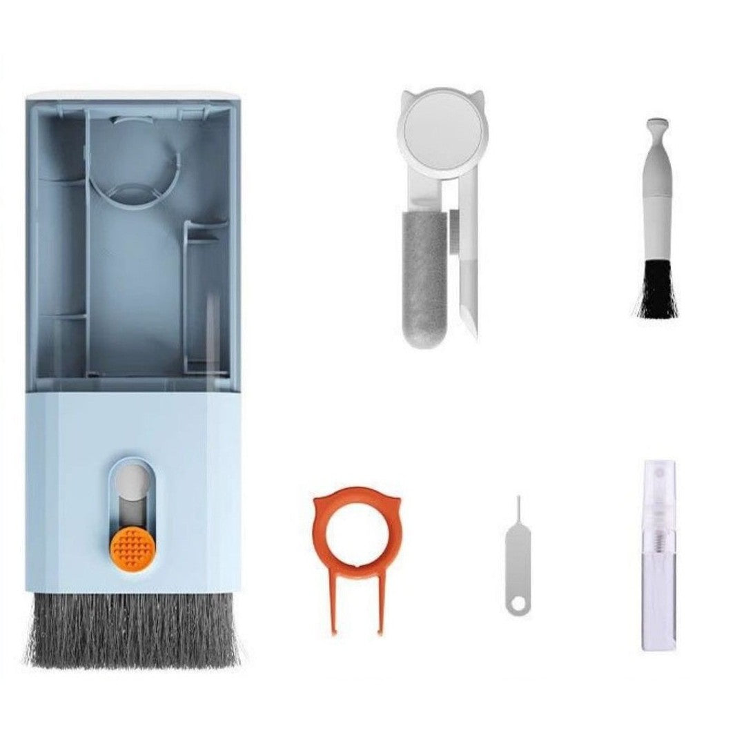 Kit Multifuncțional de Curățare Produse Electronice 10 în 1, Set Întreținere Laptop, Tastatură, Telefon și Căști, ABS și Silicon, Albastru
