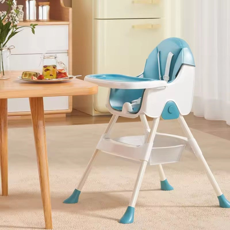 Little Mom Scaun de Masa Pliabil 3in1, Reglabil in 3 Pozitii, Multifunctional cu Masuta si Husa Detasabila, Centura de Siguranta si Cos Depozitare, Plastic si Metal, Albastru