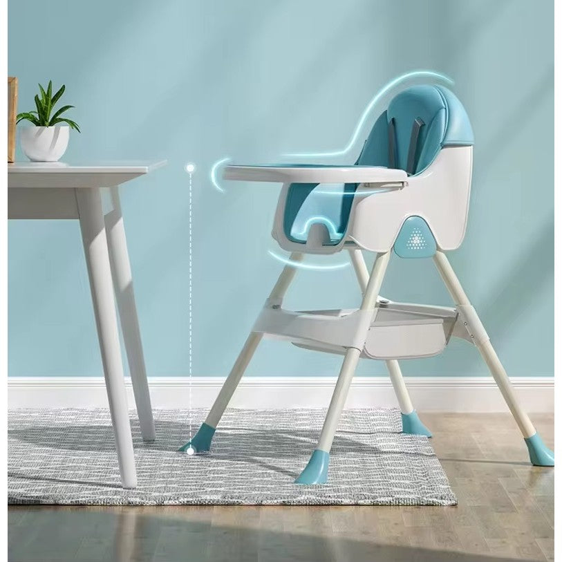 Little Mom Scaun de Masa Pliabil 3in1, Reglabil in 3 Pozitii, Multifunctional cu Masuta si Husa Detasabila, Centura de Siguranta si Cos Depozitare, Plastic si Metal, Albastru