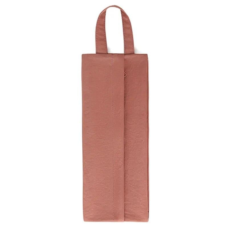 Geanta de Depozitare pentru Lenjerie si Cosmetice, Organizator Voiaj Impermeabil cu Maner, Material Lavabil, 10.5 x 28 cm, Roz