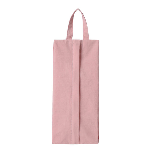 Geanta de Depozitare pentru Lenjerie si Cosmetice, Organizator Voiaj Impermeabil cu Maner, Material Lavabil, 10.5 x 28 cm, Roz