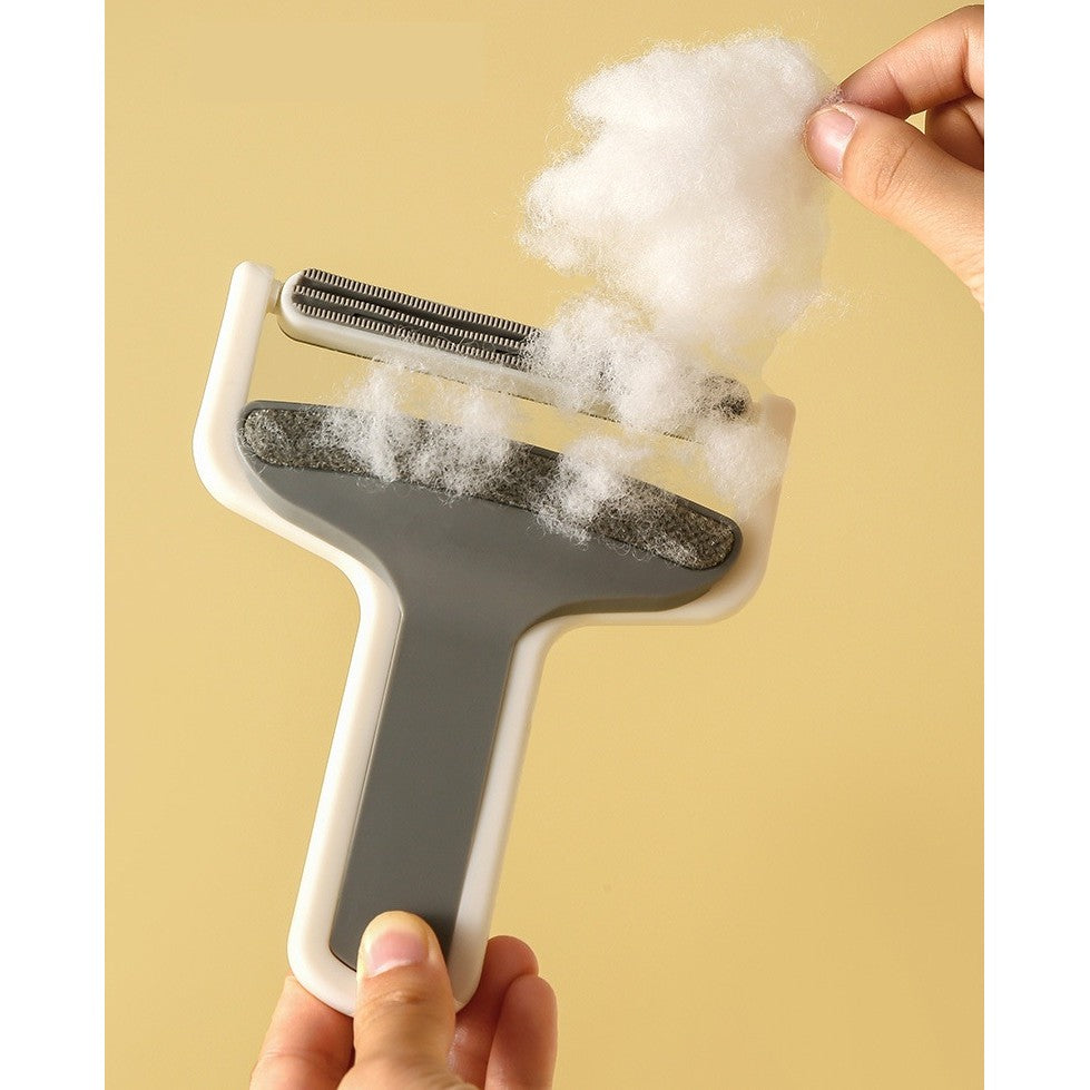 Perie pentru Indepartarea Parului de Animale si Scamelor, Design Ergonomic cu Suprafata din Poliester si TPR, pentru Haine si Tapiterie, 12 x 15 cm, Alb/Gri