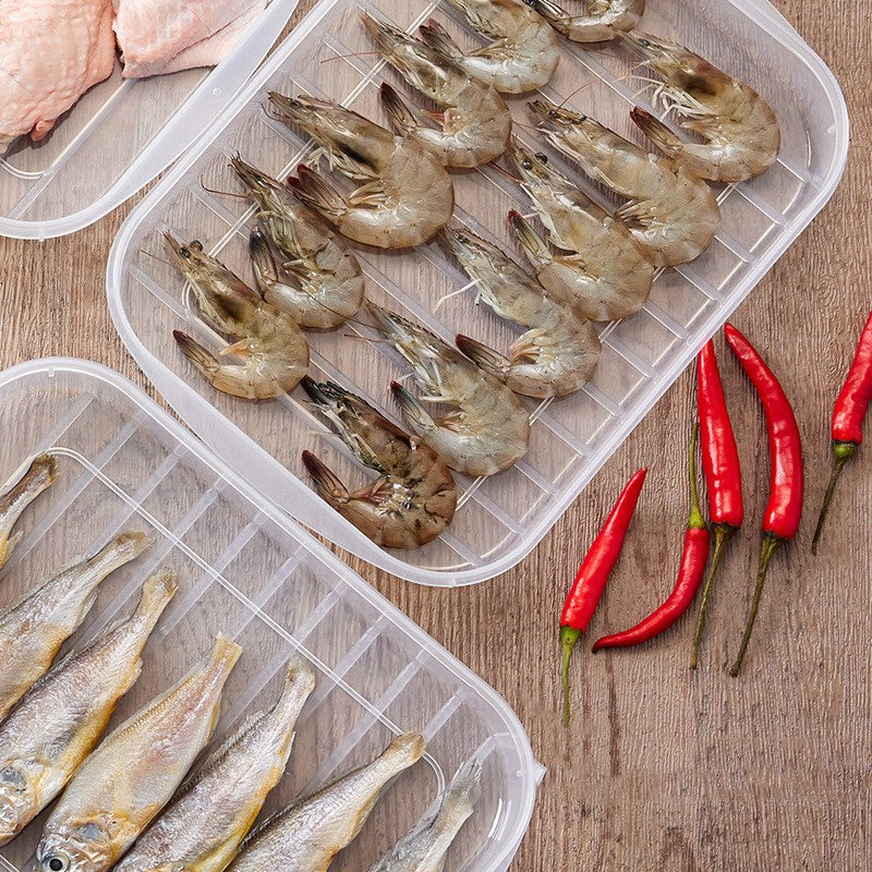 Caserola Depozitare Alimente pentru Frigider, Recipient Sigilat Rezistent la Umiditate, Organizator Etans, Plastic, 24.5 x 18.5 x 3.5 cm, Alb Transparent
