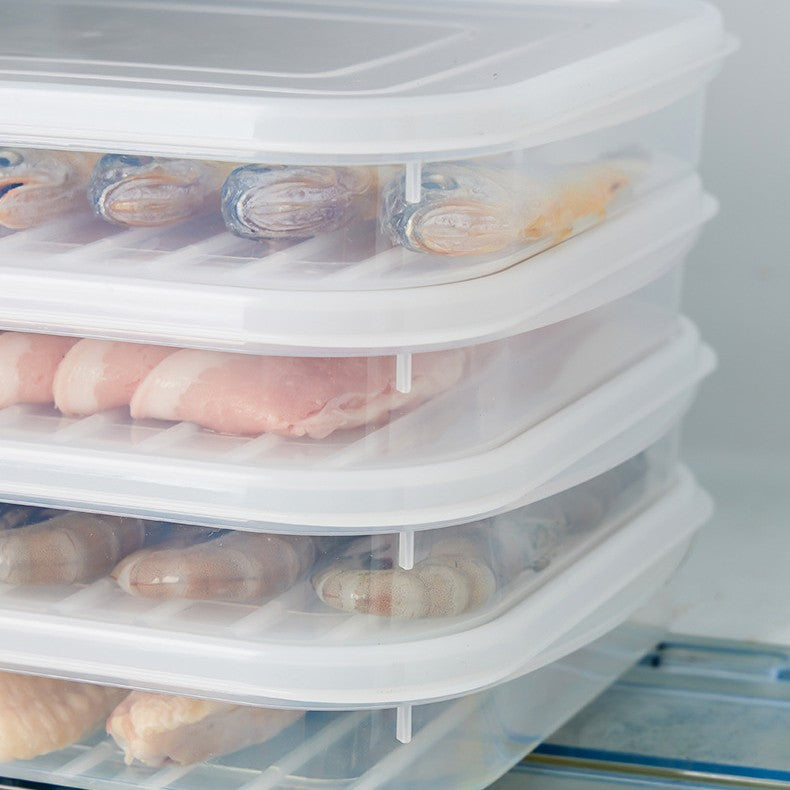 Caserola Depozitare Alimente pentru Frigider, Recipient Sigilat Rezistent la Umiditate, Organizator Etans, Plastic, 24.5 x 18.5 x 3.5 cm, Alb Transparent