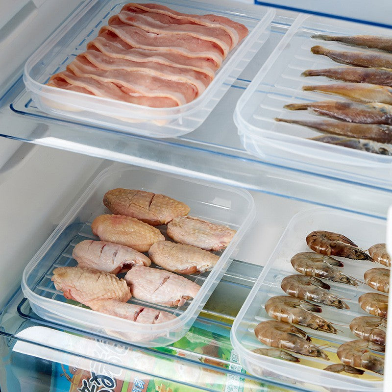 Caserola Depozitare Alimente pentru Frigider, Recipient Sigilat Rezistent la Umiditate, Organizator Etans, Plastic, 24.5 x 18.5 x 3.5 cm, Alb Transparent