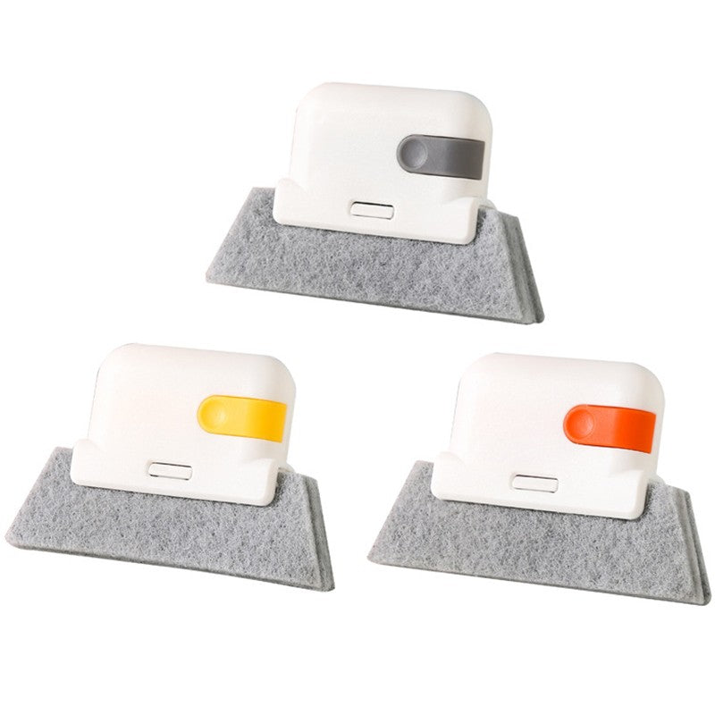 Set Perii de Curatat 2 in 1 pentru Canale Ferestre si Usi, Dispozitiv Curatare Colturi Greu Accesibile, Plastic si Nailon, Alb, 1 Bucata